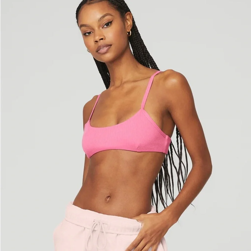 ALO Yoga Ribbed Scoop Bralette in Beige
